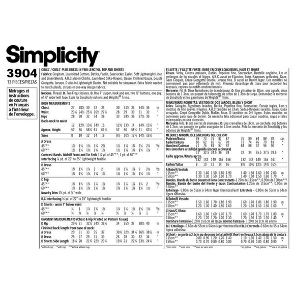 Simplicity Sewing Pattern 3904 Dress Top Shorts Girls Size 8-16 THATS SO RAVEN - Picture 2 of 2